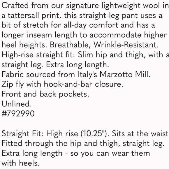 Banana Republic Siena HOUNDSTOOTH PLAID straight Italian wool pant 16 NWT - Picture 5 of 5